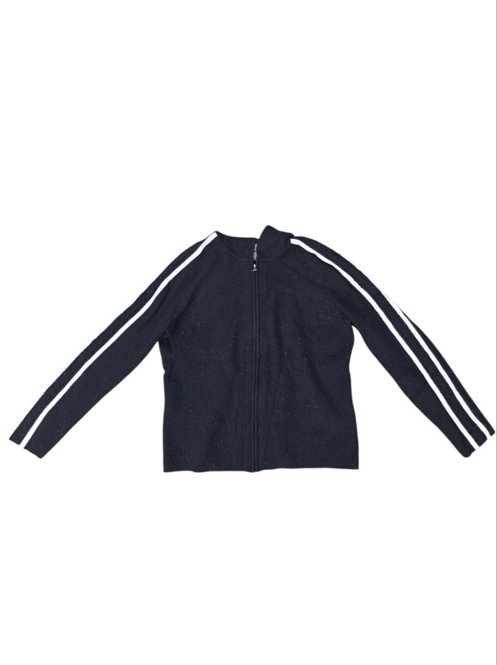 Banana Republic Merino Wool Black/ White Stripe Women's Zip Hoodie XL